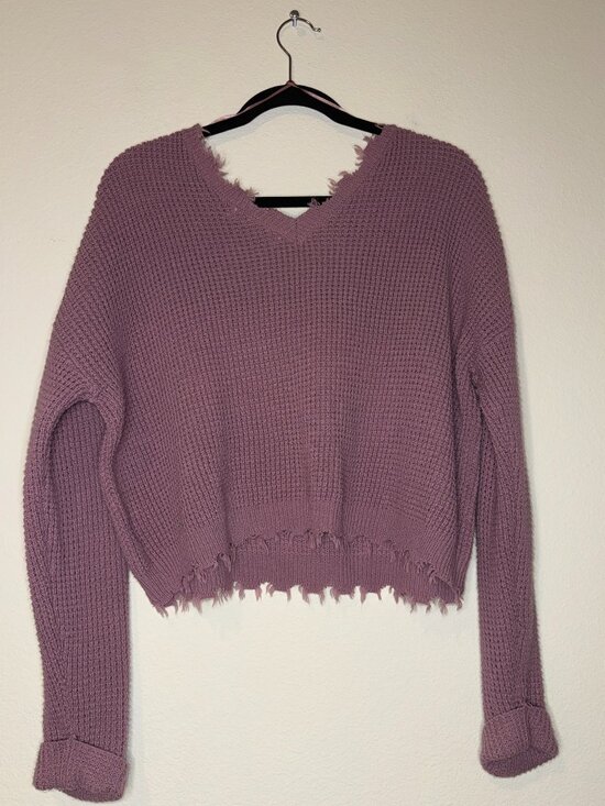 moon & madison Sweaters - Pink Knit Cropped Sweater
